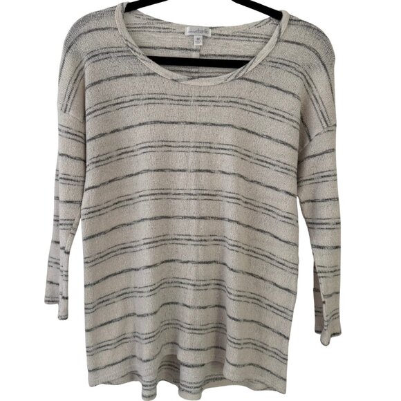 Charming Charlie Scoop Neck Top Off-White with Gray Stripes Women's Medium - Picture 1 of 4